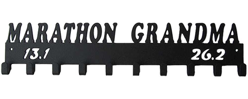 Marathon Grandma 13.1 & 26.2 Black 10 Hook Medal Display Hanger