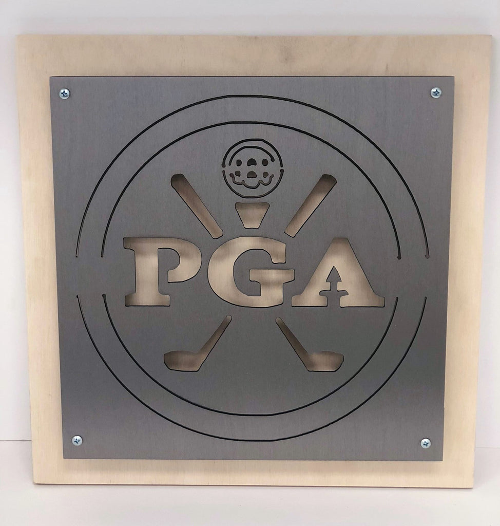 Custom Golf Club or Tournament Logo Square Wood Mount | Golf Collectible