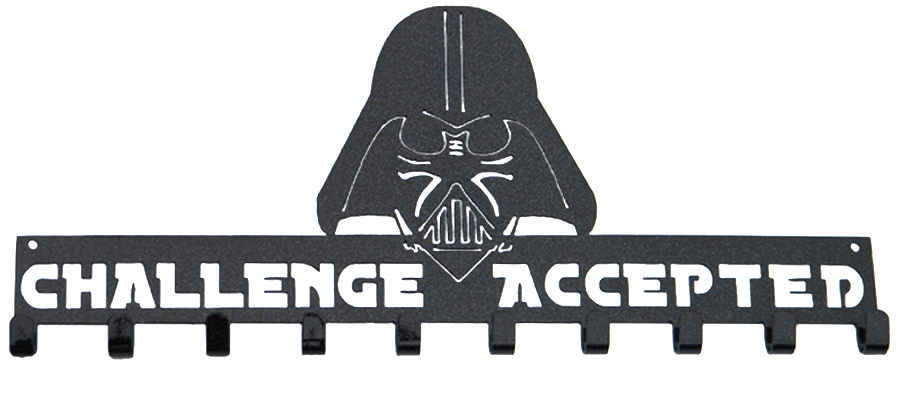 Star Wars Darth Vader Challenge Accepted 10 Hook Black Sparkle Medal Hanger