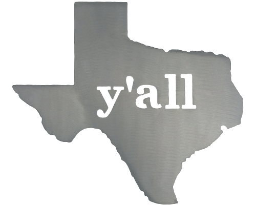Texas Y'all Silver Wall Emblem