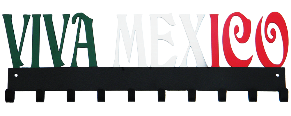 Viva Mexico Custom Green White & Red 10 Hook Medal Display Hanger
