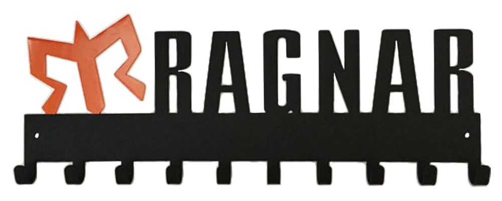 Official Ragnar Race Series Black and Orange 10 Hook Medal Hanger