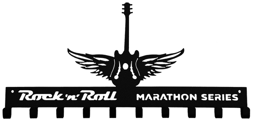 Rock n Roll Marathon Series Winged Guitar Black 10 Hook Medal Display Hanger