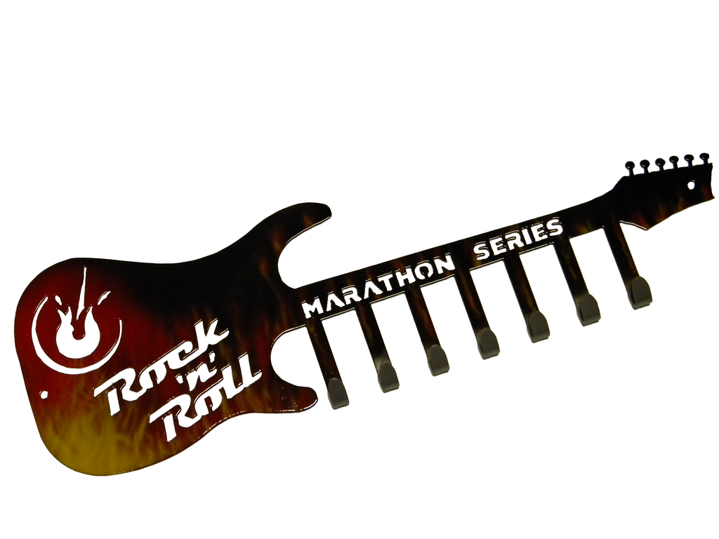 Custom Painted Rock n Roll Marathon Guitar Medal Display