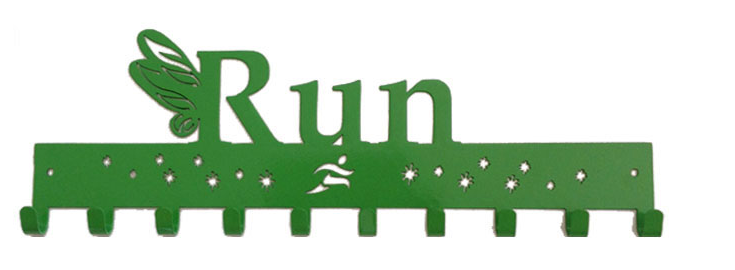 Tinkerbell Run with Wings 10 Hook Green Medal Hanger