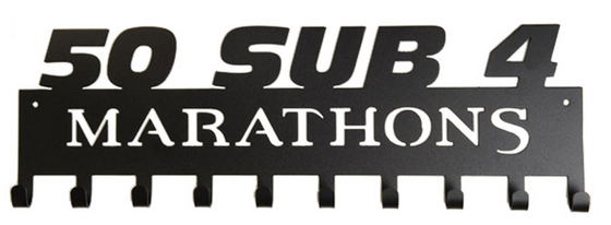 50 Sub 4 Marathons Club 10 Hook Black Medal Display Hanger