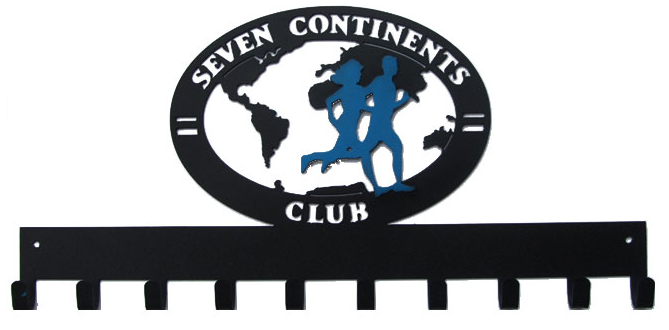 7 Continents Club International Black & Blue 10 Hook Medal Display