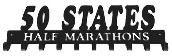50 States Half Marathons Club 10 Hook Black Medal Display Hanger