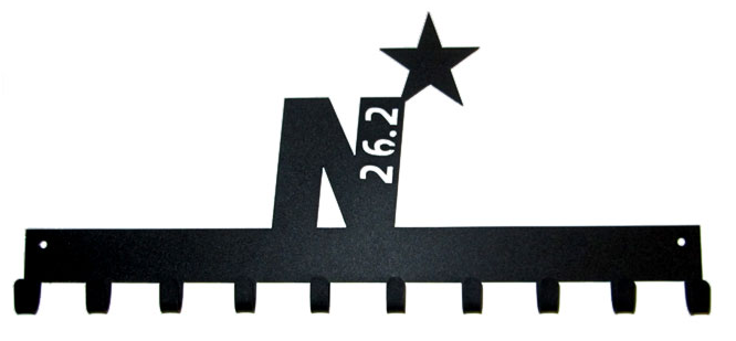 Navy Marathon Logo 26.2 Black 10 Hook Medal Hanger
