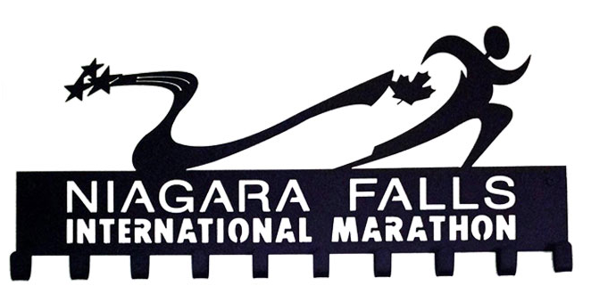 Niagara Falls International Marathon Black 10 Hook Medal Hanger