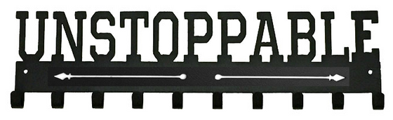 Unstoppable Quote Black 10 Hook Medal Display Hanger