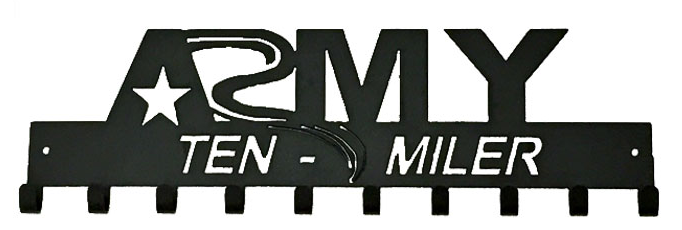 Army Marathon Ten Miler 10 Hook Black Medal Display Hanger
