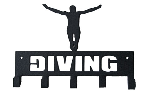 DIVING with Diver Black 5 Hook Medal Display Hanger