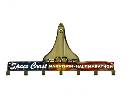 Custom Painted Space Coast Marathon Medal Display