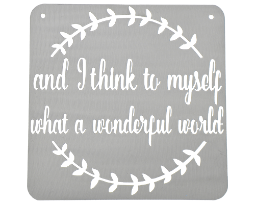 And I Think To Myself What a Wonderful World Silver Metal Sign