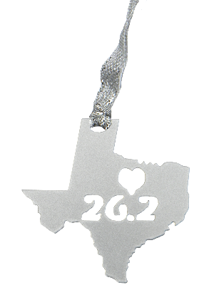 Texas Heart 26.2 Marathon Silver Dangler Ornament