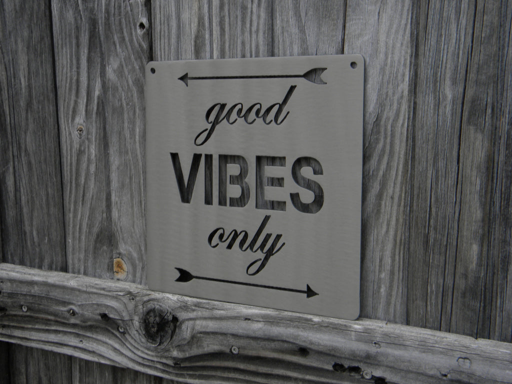 Good Vibes Only Silver Metal Mantra Display